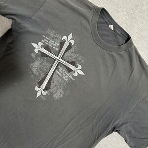 Kerusso Mens XL Faded Gray Jesus Christ Cross Graphic Tee Y2K Religious